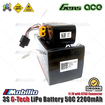 Gens Ace 3S G-Tech LiPo Battery 11.1V 50C 2200mAh with XT60 Connector