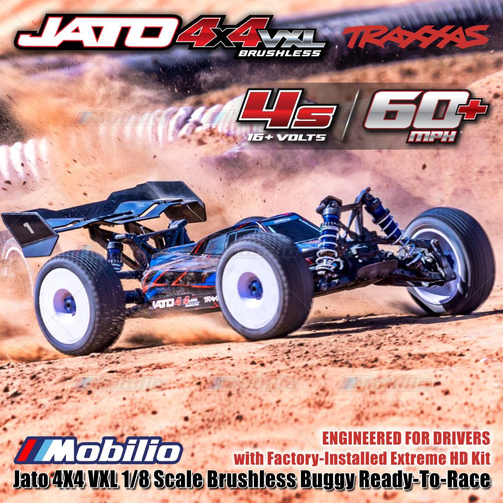 Traxxas 90386-4 Jato 4X4 VXL 1/8 Scale Brushless Buggy dengan Kit Extreme HD Pabrik RTR Kontrol Jarak Jauh &amp; Gear Velineon