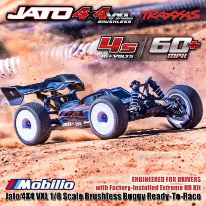 Traxxas 90386-4 Jato 4X4 VXL 1/8 Scale Brushless Buggy dengan Kit Extreme HD Pabrik RTR Kontrol Jarak Jauh &amp; Gear Velineon