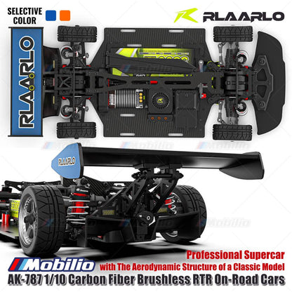 Rlaarlo AK-787 Mobil Supercar Profesional Serat Karbon Tanpa Sikat RTR 2.4GHz Mobil On-Road Kendali Jarak Jauh