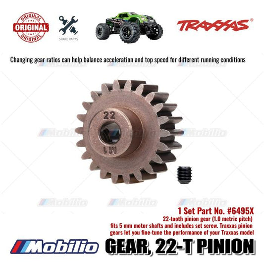 Traxxas Part #6495X Gear 22-T Pinion 1.0 Metric Pitch fits 5mm Shaft for Maxx Slash X-Maxx XRT
