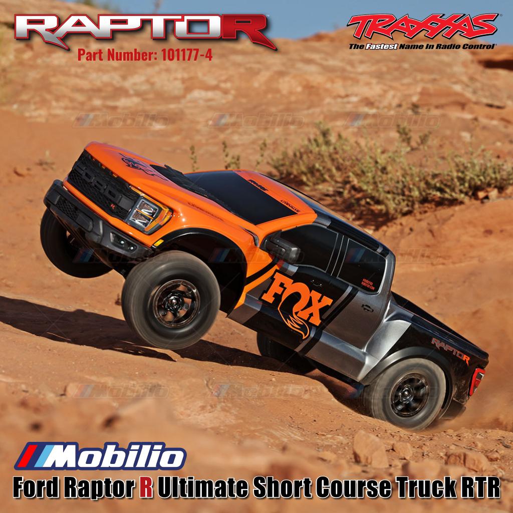 Traxxas 101177-4 FOX-2 Ford Raptor R Ultimate 4X4 Short Course Truck RC Skala 1/10 Rakitan Lengkap Tahan Air RTR Kontrol Jarak Jauh dengan Motor Velineon 540XL &amp; Sistem Radio TQi 2.4 GHz - Gear