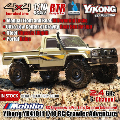 Yikong YK41011 1/10 RC Crawler Adventure 2.4GHz RTR Manual Differential Locks & Steel Chassis Ready to Run