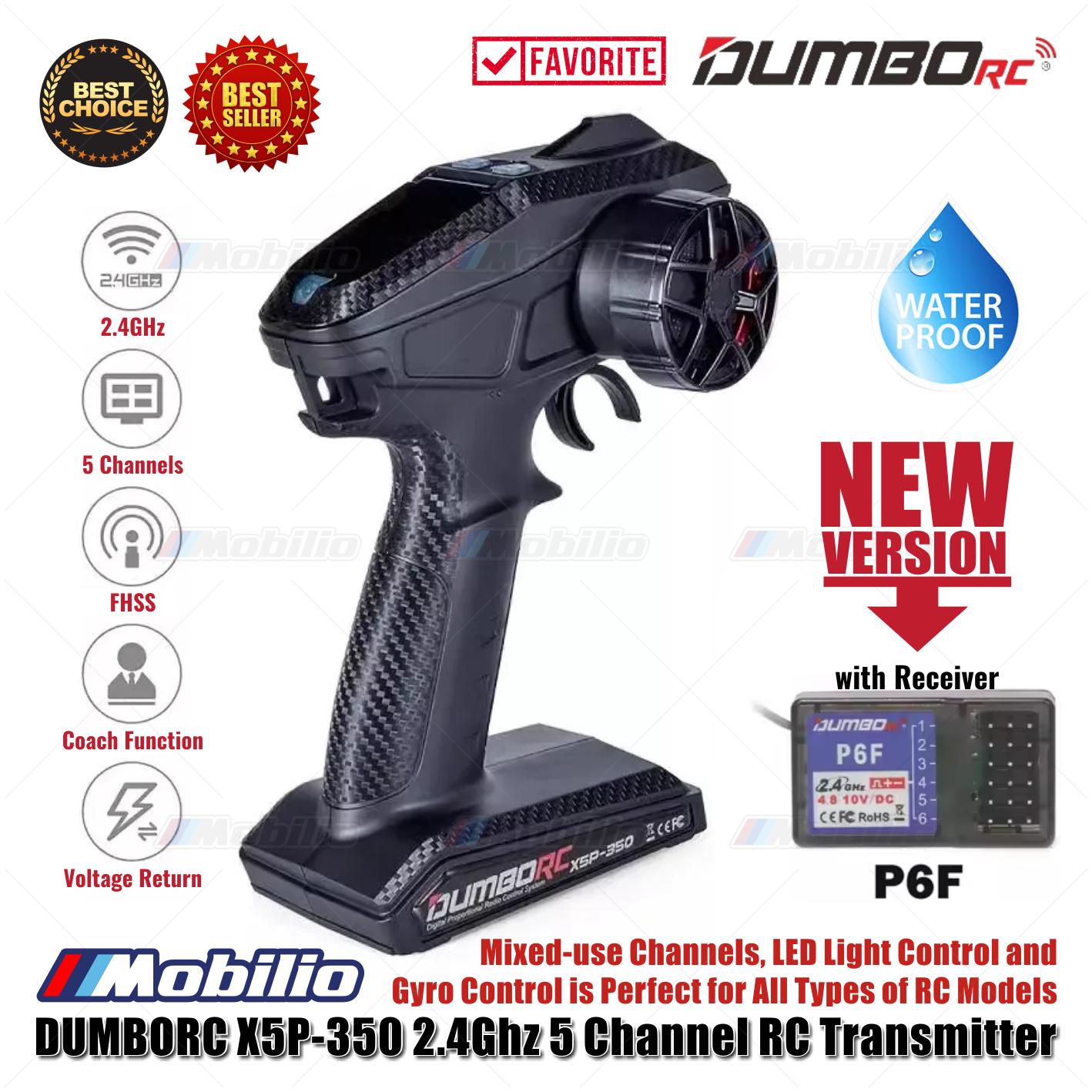 Dumborc X5 2.4Ghz 5 Channel RC Transmitter with Receiver P6F Waterproof Version Available for RC Car Boat Tank All Types of RC Models