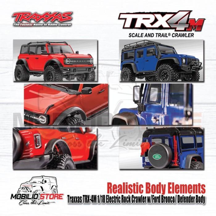 Traxxas 97054-1 TRX-4M 1/18 Mini Crawler Elektrik dengan Bodi Land Rover Defender Tanpa Klip