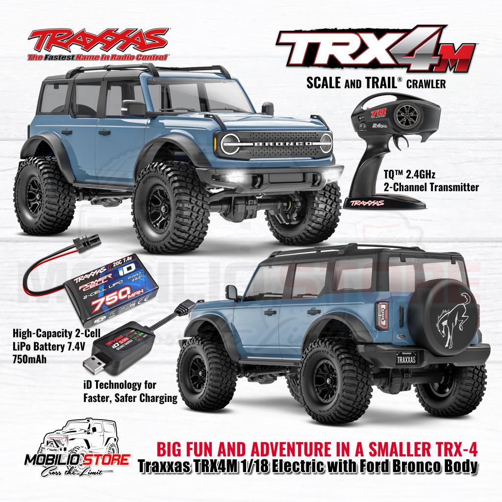 Traxxas 97074-1 TRX-4M 1/18 Electric Mini Crawler dengan Bodi Ford Bronco Tanpa Klip