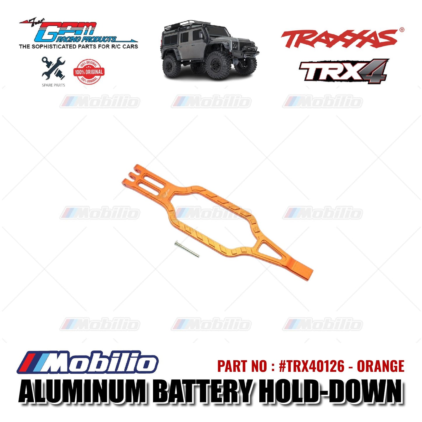 GPM Part #TRX40126 Aluminum Battery Hold-Down for Traxxas TRX-4 TRX-6 Trail Crawler Adventure
