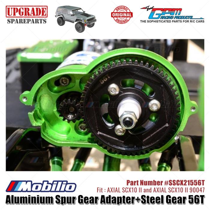 GPM Part #SSCX21556T Aluminium Spur Gear Adapter and Steel Gear 56T RC Upgrade Axial SCX10 II Crawler Adventure