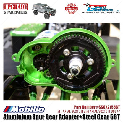GPM Part #SSCX21556T Aluminium Spur Gear Adapter and Steel Gear 56T RC Upgrade Axial SCX10 II Crawler Adventure