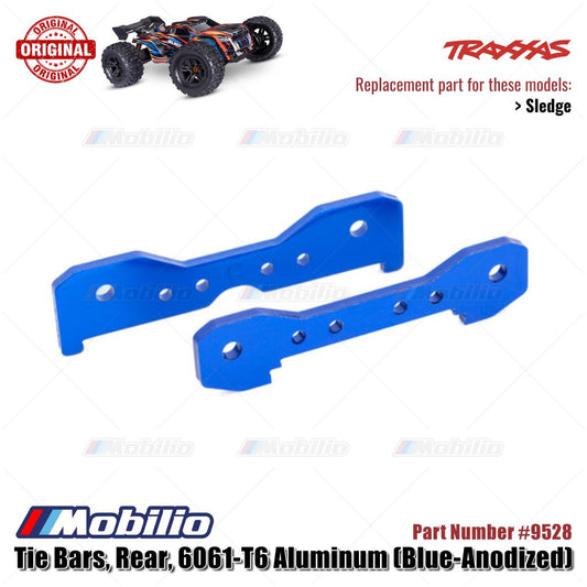 Traxxas Part #9528 Rear Tie Bars 6061-T6 Aluminum Blue-Anodized RC Sledge 1/8 Scale Off-Road