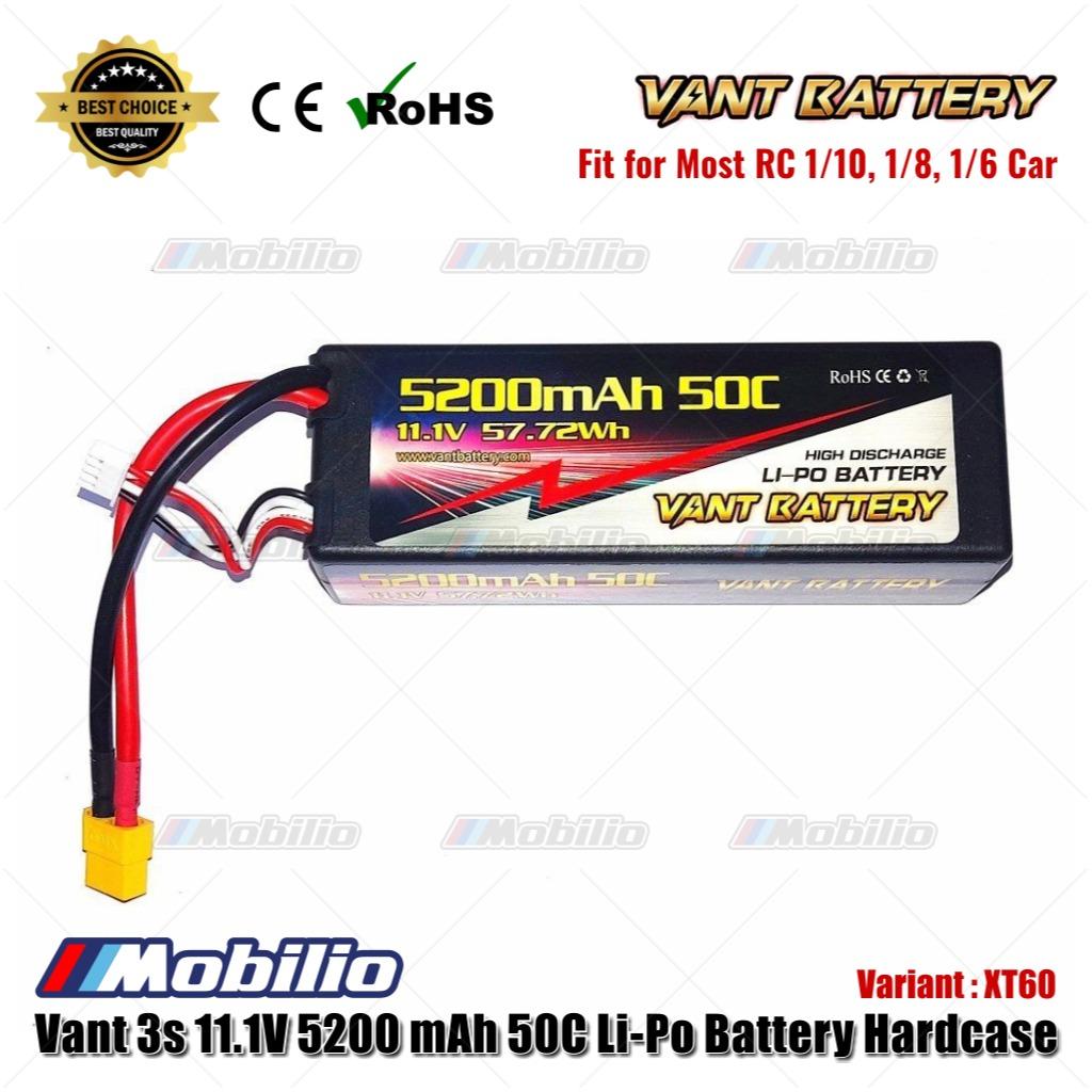 Vant Battery LiPo 3S 11.1 Volt 5200mAh 50C Baterai Li-Po Hard Case