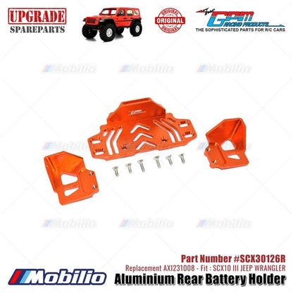 GPM Part #SCX30126R Aluminium Rear Battery Holder Upgrade Axial SCX10 III Jeep Wrangler AXI231008 Replacement