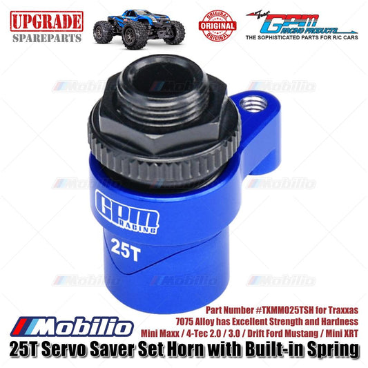 GPM Part #TXMM025TSH 7075 Alloy 25T Servo Saver Set Horn with Built-in Spring for RC Traxxas Mini Maxx / 4-tec 2.0 / 3.0 / Drift Ford Mustang / Mini XRT