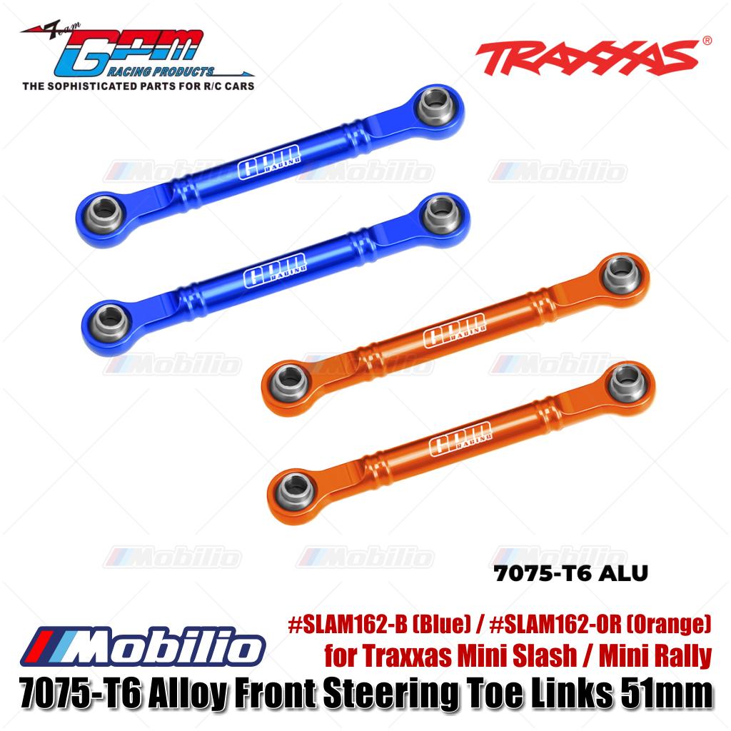 GPM Part #SLAM162-B (Blue) / #SLAM162-OR (Orange) 7075-T6 Alloy Front Steering Toe Links 51mm for Traxxas Mini Slash / Mini Rally Upgrade