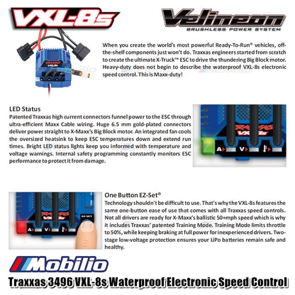 Traxxas Part #3496 Velineon VXL-8s Waterproof Electronic Speed Control (Brushless)
