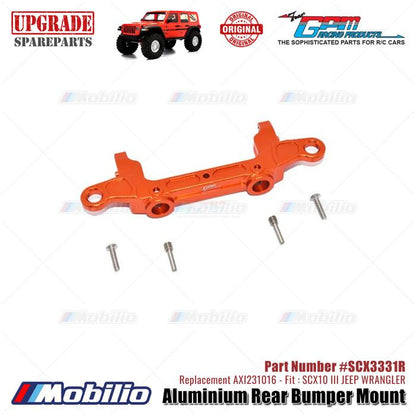 GPM Part #SCX3331R Aluminium Rear Bumper Mount Upgrade Axial SCX10 III Jeep Wrangler AXI231016 Replacement
