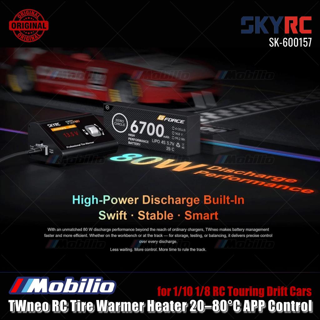 SkyRC #SK-600157 TWneo RC Penghangat Ban Pemanas 20–80℃ Kontrol Suhu 4 Roda Independen Kontrol Aplikasi untuk Ban Balap Mobil On-Road RC Skala 1/8 & 1/10