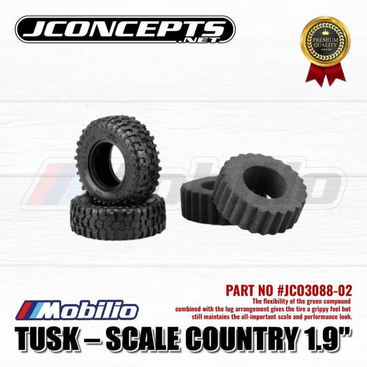 Jconcepts Part #JCO3088-02 1.9 Tusk Scale Country Class 1 Crawler Tires 2Pcs 100mm Green