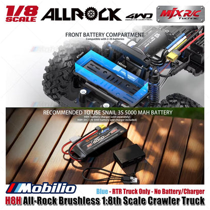 MJX H8H All-Rock Brushless 1:8th Scale Crawler Truck AllRock 4WD Biru RTR