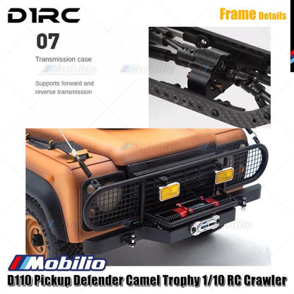 D1RC D110 Pickup Defender Camel Trophy 1/10 Scale 334mm Wheelbase RC Crawler Car Adventure