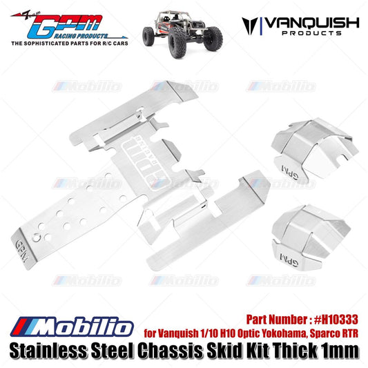 GPM Part #H10333 Stainless Steel Chassis Skid Kit Thick 1mm for Vanquish 1/10 H10 Optic Yokohama Sparco RTR