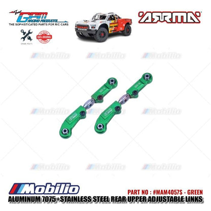 GPM Part #MAM4057S Aluminum and Stainless Steel Rear Upper Adjustable Links Arrma 1/8 Mojave 4X4 4S BLX Desert Truck  Remote Control