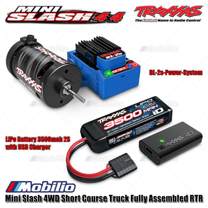 Traxxas 108164-1 Mini Slash 4WD Short Course Truck Rakitan Lengkap RTR Body Tanpa Klip Sistem Tenaga Brushless TQ 2.4GHz BL-2S
