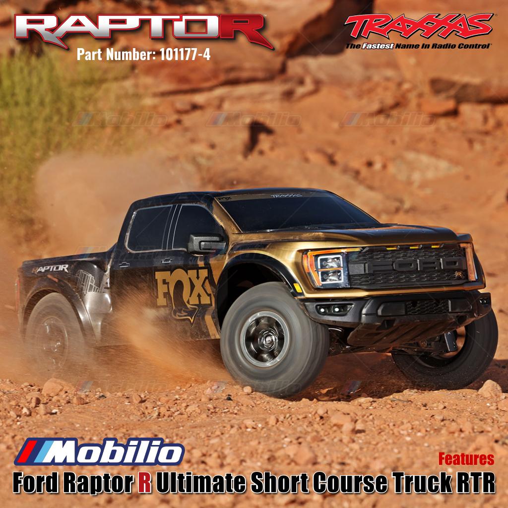 Traxxas 101177-4 FOX-2 Ford Raptor R Ultimate 4X4 Short Course Truck RC Skala 1/10 Rakitan Lengkap Tahan Air RTR Kontrol Jarak Jauh dengan Motor Velineon 540XL &amp; Sistem Radio TQi 2.4 GHz - Gear