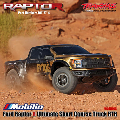 Traxxas 101177-4 FOX-2 Ford Raptor R Ultimate 4X4 Short Course Truck RC Skala 1/10 Rakitan Lengkap Tahan Air RTR Kontrol Jarak Jauh dengan Motor Velineon 540XL &amp; Sistem Radio TQi 2.4 GHz - Gear