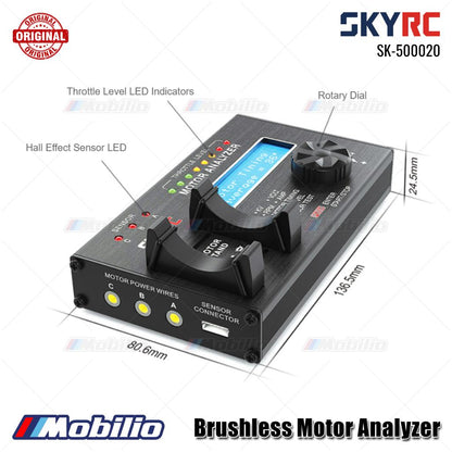 SKYRC #SK-500020 Penganalisis Motor Brushless Nilai KV RPM Arus Tarikan Waktu Motor