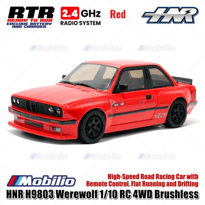 HNR H9803 Werewolf 1/10 RC 4WD Brushless High-Speed Road Racing Car with Remote Control Flat Running and Drifting