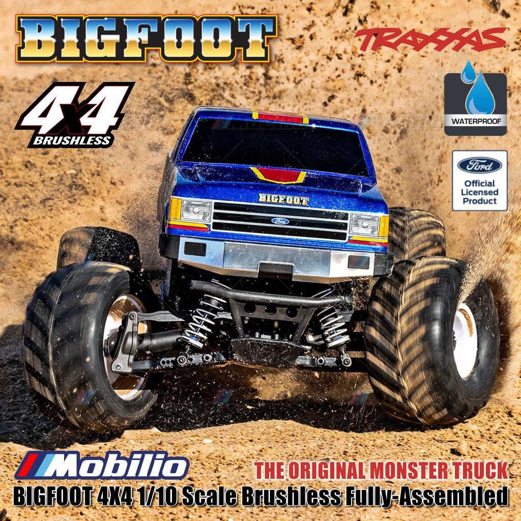 Traxxas 67134-4 BIGFOOT 4X4 1/10 Scale Brushless Fully-Assembled Monster Truck Ford Firestone Dengan BL-2s ESC dan Motor 3300 Kv - Control