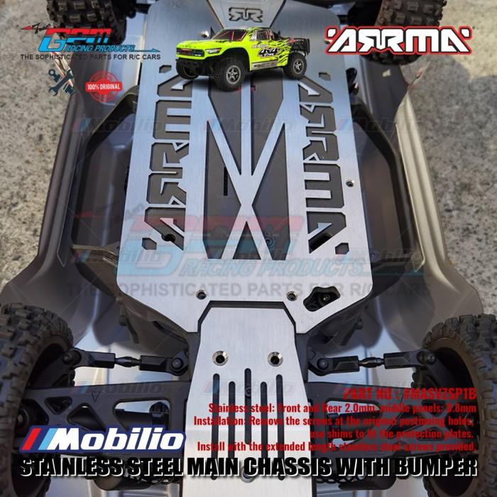 GPM Part #MASVZSP1B Stainless Steel Main Chassis With Bumper (Hollow Version) Arrma Senton V3 3S BLX Short Course