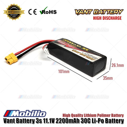 Baterai Vant 3S 11.1V 2200 mAh 30 C Lithium Polymer Soft Case