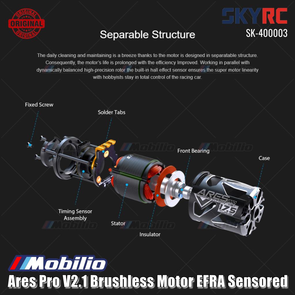 SKYRC #SK-400003 Ares Pro V2.1 Motor Brushless Bersensor Disetujui BRCA Ventilasi Efektif Performa Ekstrem