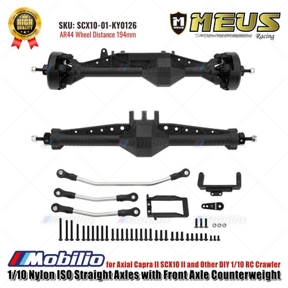 Gandar Lurus ISO Nilon 1/10 MEUS Racing dengan Penyeimbang Gandar Depan untuk Axial Capra II SCX10 II dan Crawler RC 1/10 DIY Lainnya