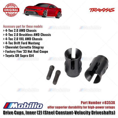 Traxxas Part #8353X Drive Cups Inner Steel Constant-Velocity Driveshafts for 4-Tec Chassis