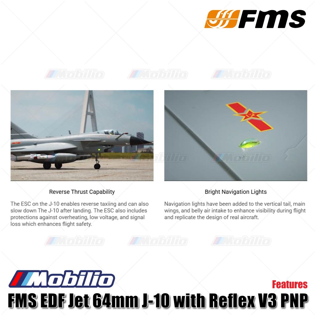 Jet FMS EDF 64mm J-10 dengan Reflex V3 PNP Vigorous Dragon RC Jets Aero Modelling