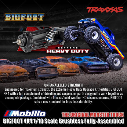 Traxxas 67134-4 BIGFOOT 4X4 1/10 Scale Brushless Fully-Assembled Monster Truck Ford Firestone Dengan BL-2s ESC dan Motor 3300 Kv - Control