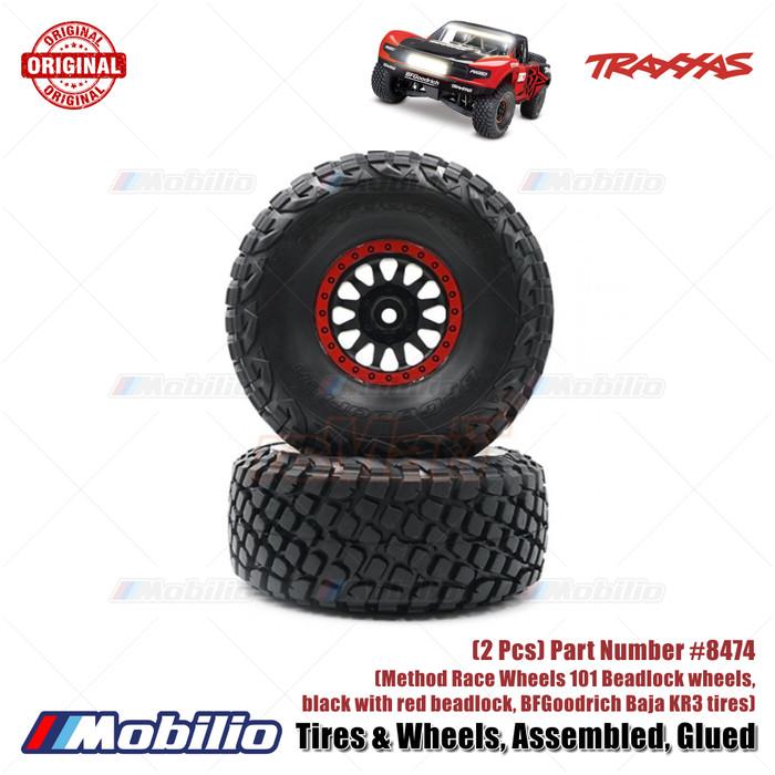 Traxxas Part #8474 Tires Wheels Assembled Glued Method Race Wheels 101 Beadlock Wheels BFGoodrich Baja KR3 Tires 2 Pcs