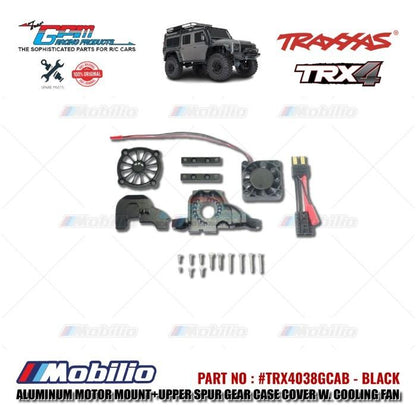 GPM Part #TRX4038GCAB Aluminum Motor Mount Upper Spur Gear Case Cover with Cooling Fan Traxxas TRX-4 Trail Crawler