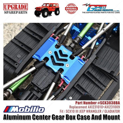 GPM Part #SCX3038BA Center Gear Box Case Skid Plate Mount Axial SCX10 III Wrangler Gladiator AXI231010 AXI231009 Replacement  Remote Control