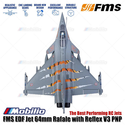 Jet FMS EDF 64mm Rafale dengan Reflex V3 PNP, Jet RC Berperforma Terbaik untuk Aero Modelling