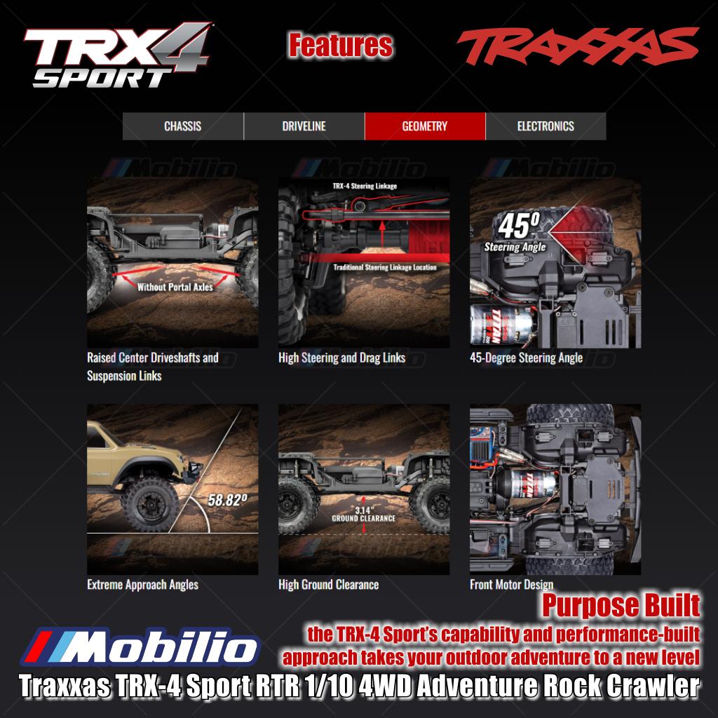 Traxxas 82224-4 TRX-4 Sport 1/10 Scale 4X4 Trail Truck Waterproof Electronics with TQ 2.4 GHz 2-Channel Radio System RTR