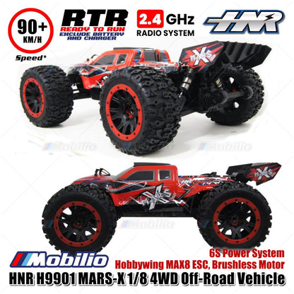 HNR H9901 MARS-X 1/8 4WD Off-Road Vehicle RC 6S Power System Hobbywing MAX8 ESC Brushless Motor RTR Remote Control