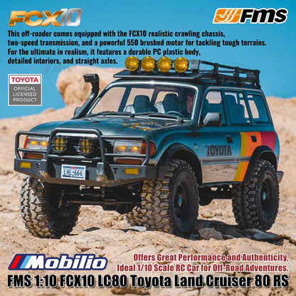 Mobil RC FMS 1:10 FCX10 LC80 Toyota Land Cruiser 80 RS untuk Petualangan Off-Road Crawler