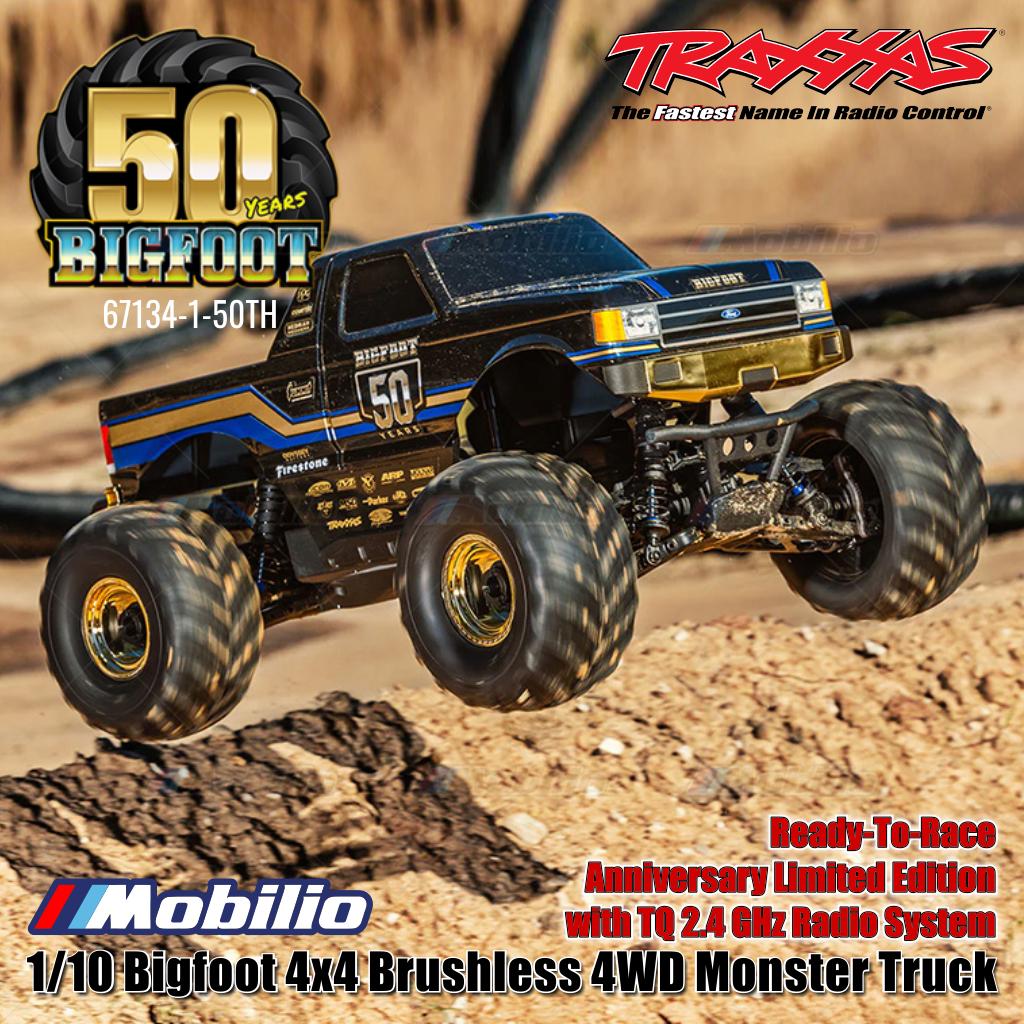 Traxxas 67134-1 1/10 Bigfoot 4x4 Brushless 4WD Monster Truck Edisi Terbatas Ulang Tahun ke-50 RTR EP dengan Sistem Radio TQ 2.4 GHz
