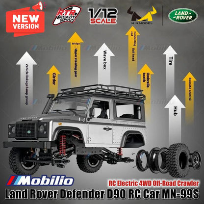 RC MN99S 1/12 Rock Crawler Model D90 Offroad 4WD Full Propo RTR All New Version Official Licensed Land Rover Upgraded Edition 2024