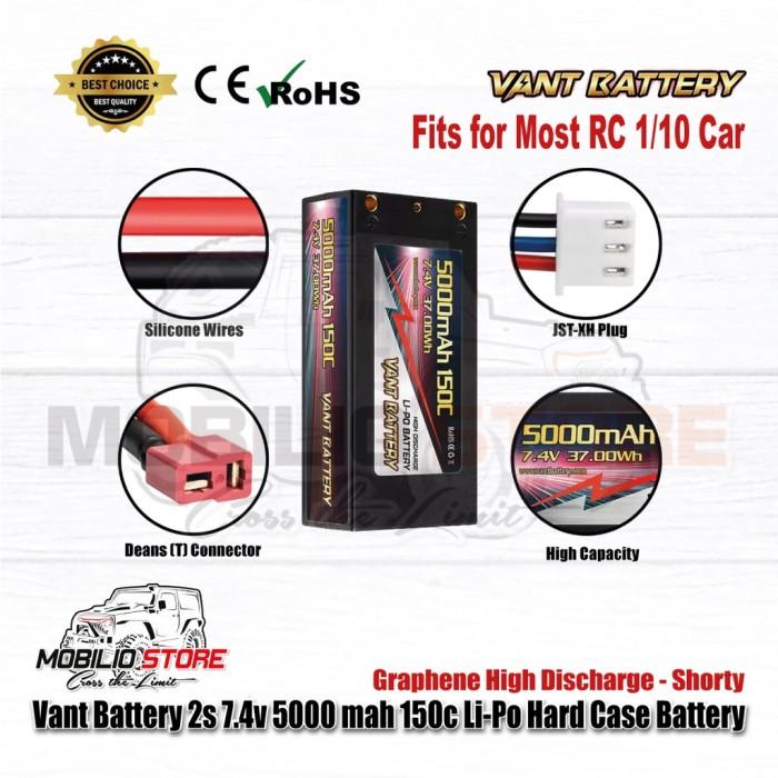Baterai LiPo Graphene Hard Case Shorty Vant 2S 7.4V 5000 mAh 150C