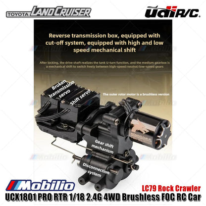 UDIR/C UCX1801 PRO LC79 Rock Crawler RTR 1/18 2.4G 4WD Brushless FOC RC Car